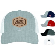 Richardson Snapback Trucker Cap with GENUINE LEATHER Patch LW112LPF - Add USA Flag Richardson Snapback Trucker Cap with GENUINE LEATHER Patch LW112LPF - Add USA Flag