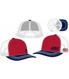 Stocked Trucker Mesh USA Flag Cap - LWFC Red/White/Blue Stocked Trucker Mesh USA Flag Cap - LWFC Red/White/Blue