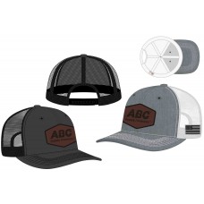 Stocked Trucker Mesh Leather Patch USA Flag Cap - LWLPFC Stocked Trucker Mesh Leather Patch USA Flag Cap - LWLPFC