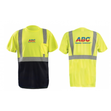 Moisture Wicking Birdseye, Hi-Viz Pocket T-Shirt (front, black bottom) LWHIVZBB